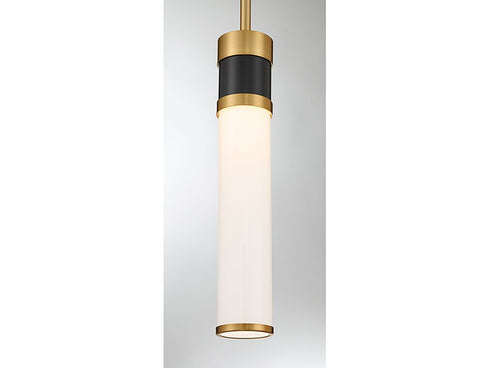 Abel LED Mini-Pendant in Matte Black with Warm Brass Accents